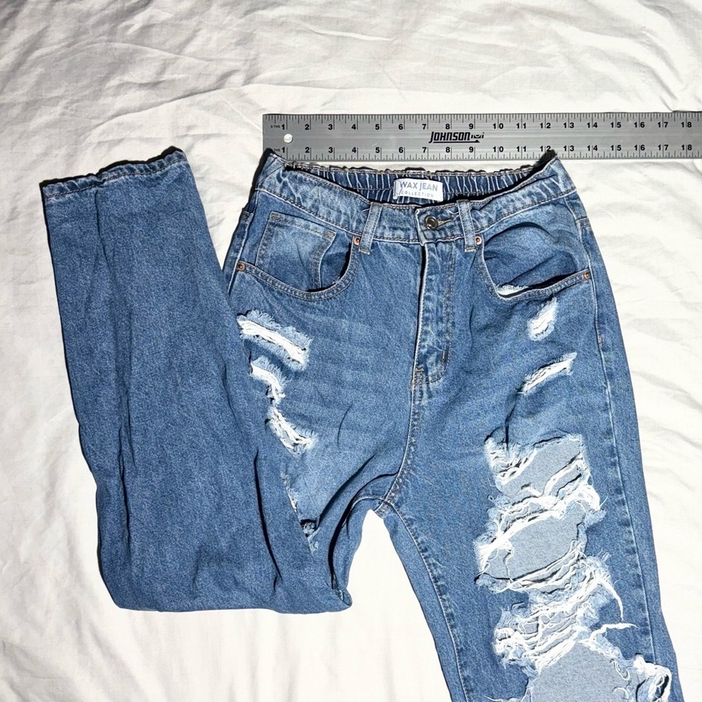 Wax Jean Collection Super Distressed High Rise Y2K Style Size M - Picture 9 of 16